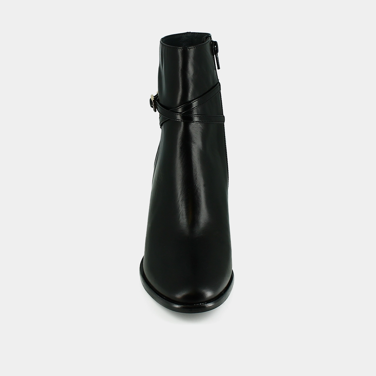 Bottines &agrave; talons haut et charms dor&eacute;s en cuir noir | DRAME | Jonak