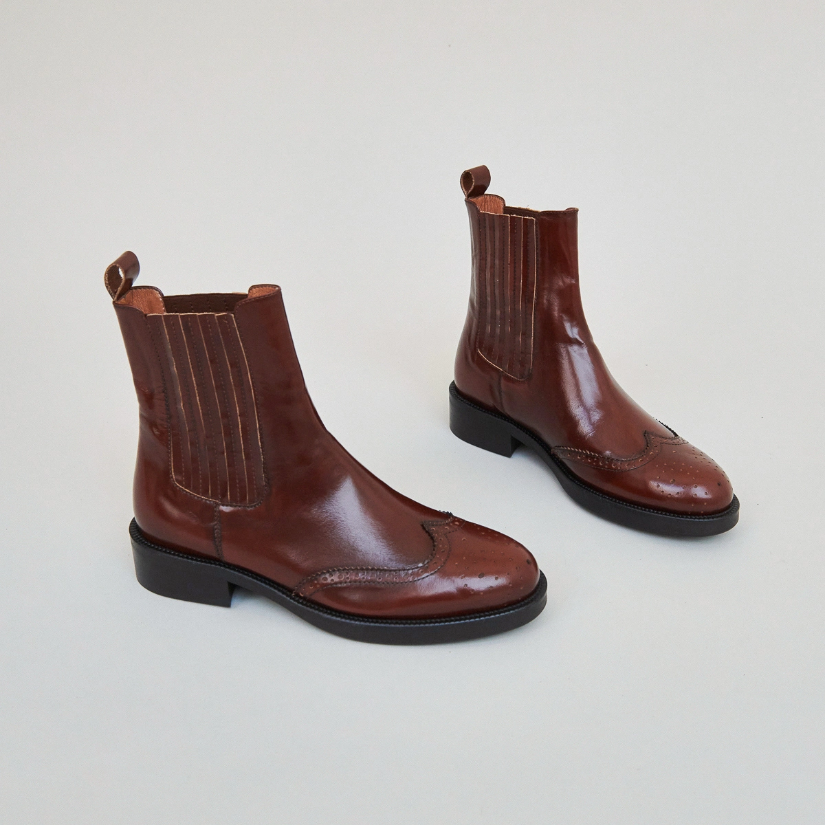 Bottines Pointues à Talon Plateforme Cuir Marron - Taille 38.5, Marque The Seller