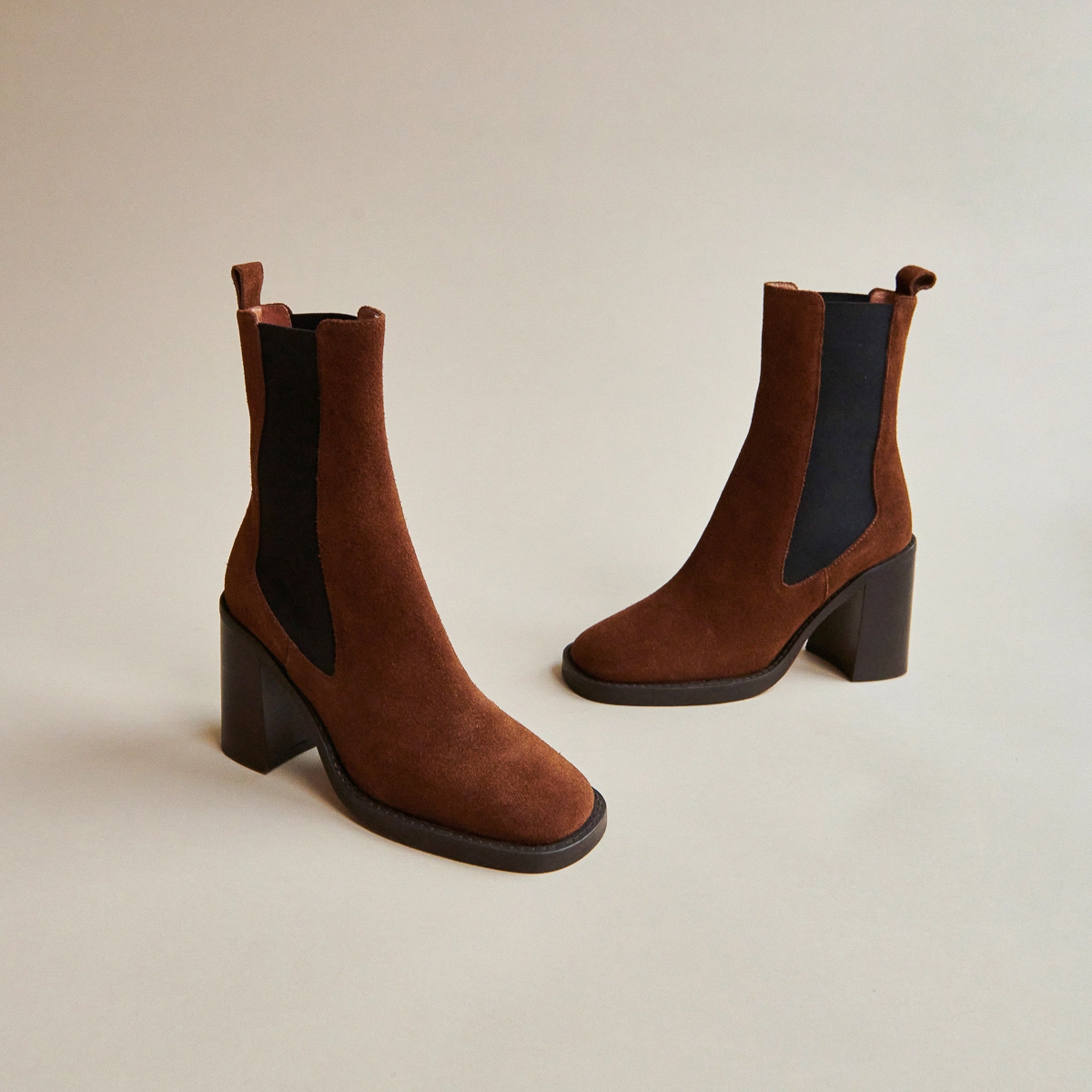 Bottines à talons et bouts carrés en croute cognac | DALLANT | Jonak