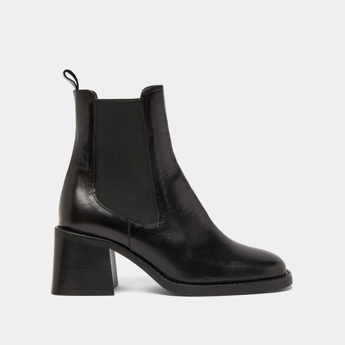 Bottines à élastiques et talons épais en cuir noir | DUCK | Jonak