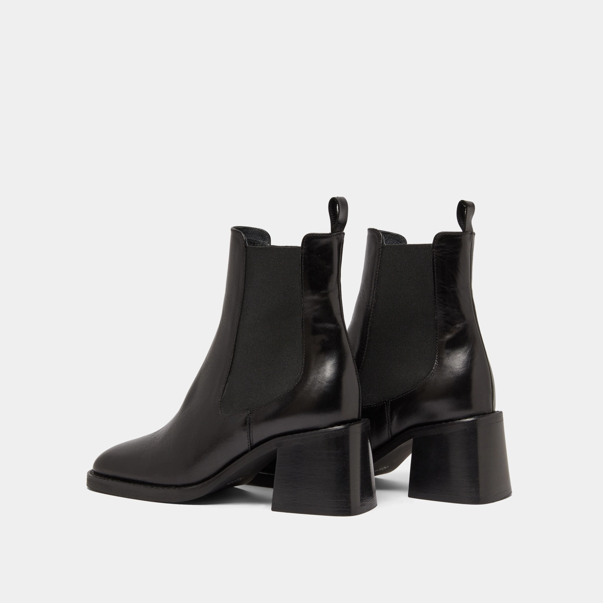 Bottines à élastiques et talons épais en cuir noir | DUCK | Jonak