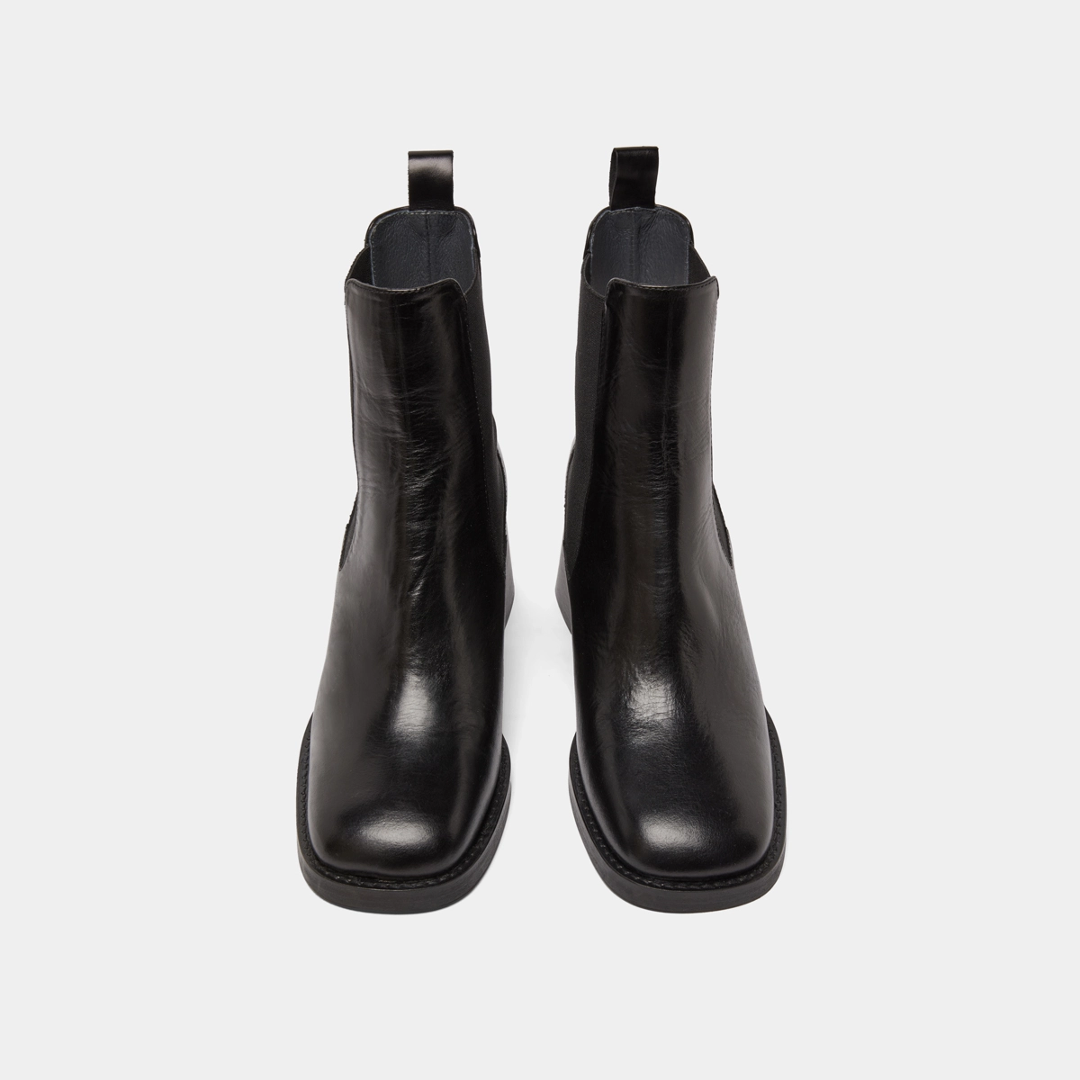 Bottines à élastiques et talons épais en cuir noir | DUCK | Jonak