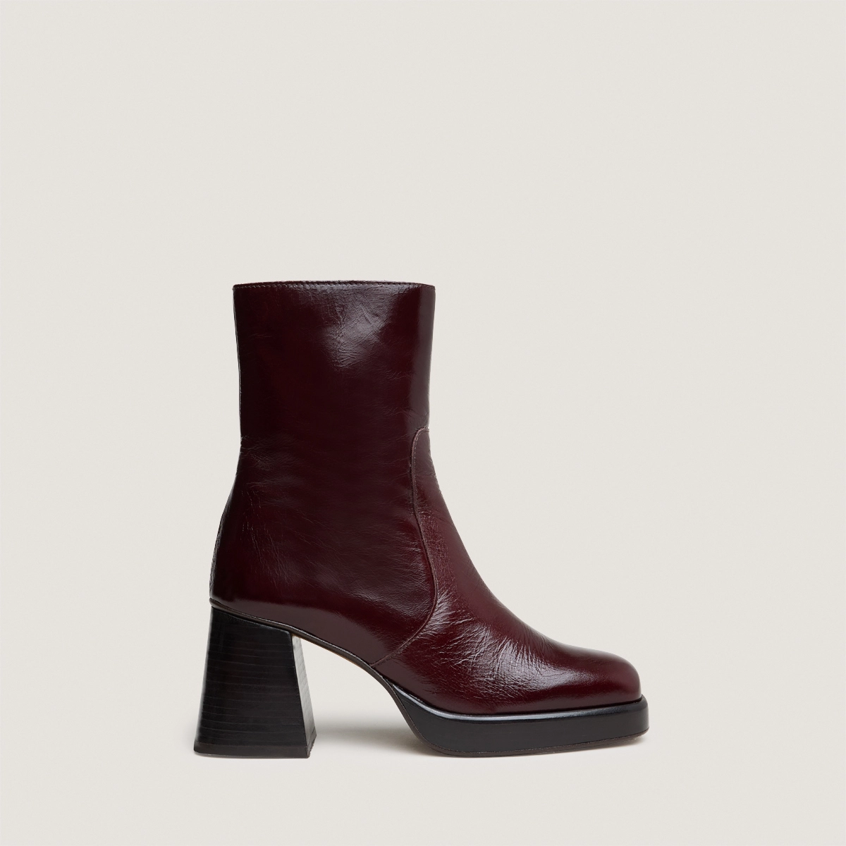 Bottines à plateformes en cuir brillant marron foncé | BRIGAND | Jonak