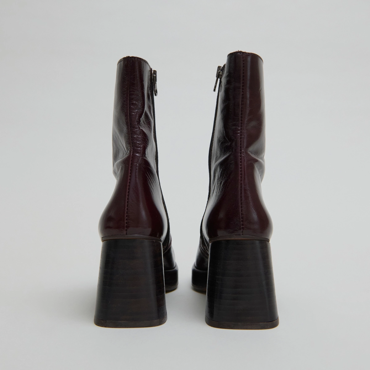Bottines à plateformes en cuir brillant marron foncé | BRIGAND | Jonak