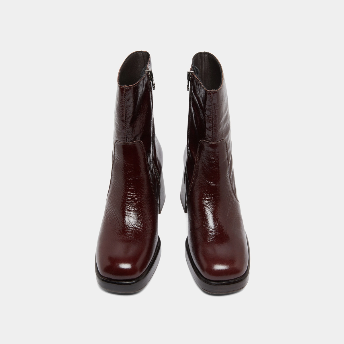Bottines à plateformes en cuir brillant marron foncé | BRIGAND | Jonak