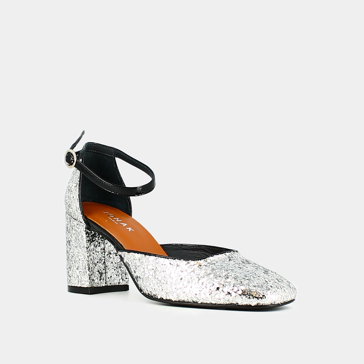 Babies à brides en glitter et vernis argent et noir | DOUGGIE | Jonak