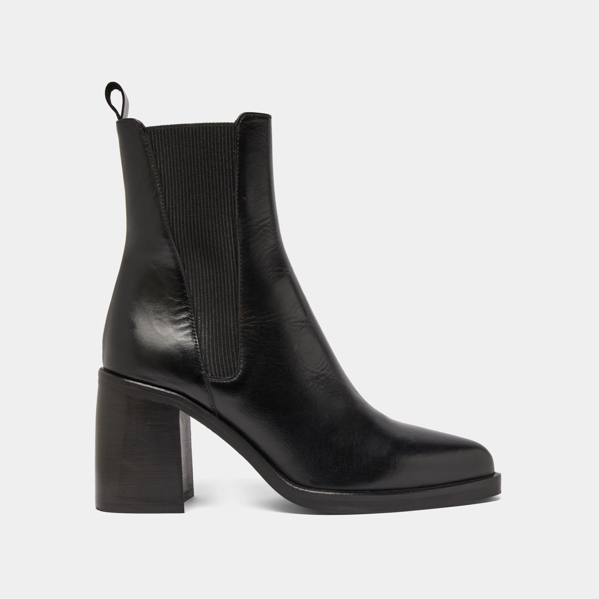 Boots à talons hauts et élastiques en cuir noir | DISCO | Jonak