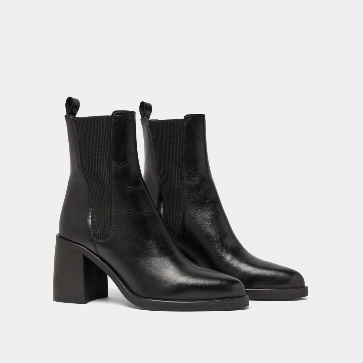 Boots à talons hauts et élastiques en cuir noir | DISCO | Jonak