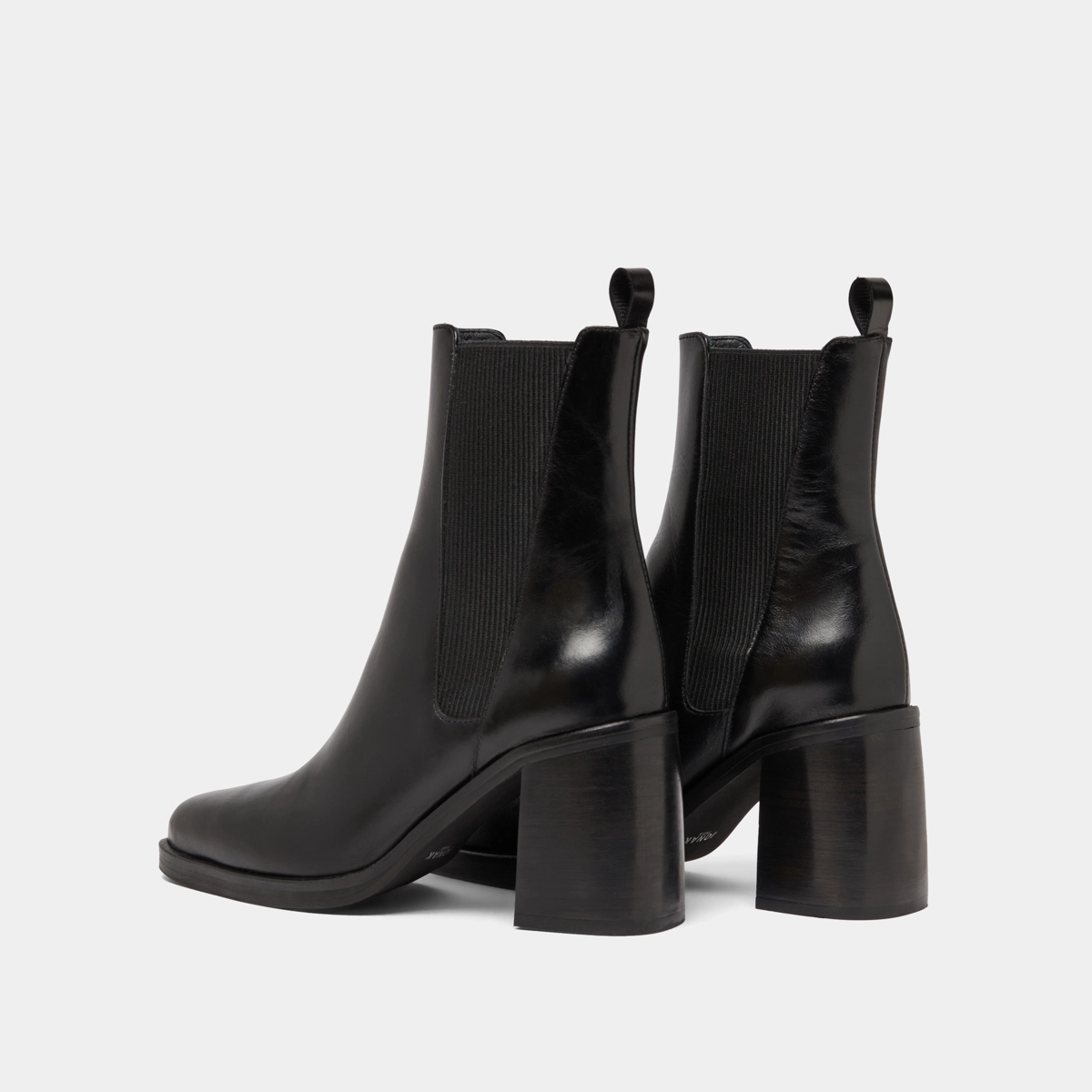 Boots à talons hauts et élastiques en cuir noir | DISCO | Jonak