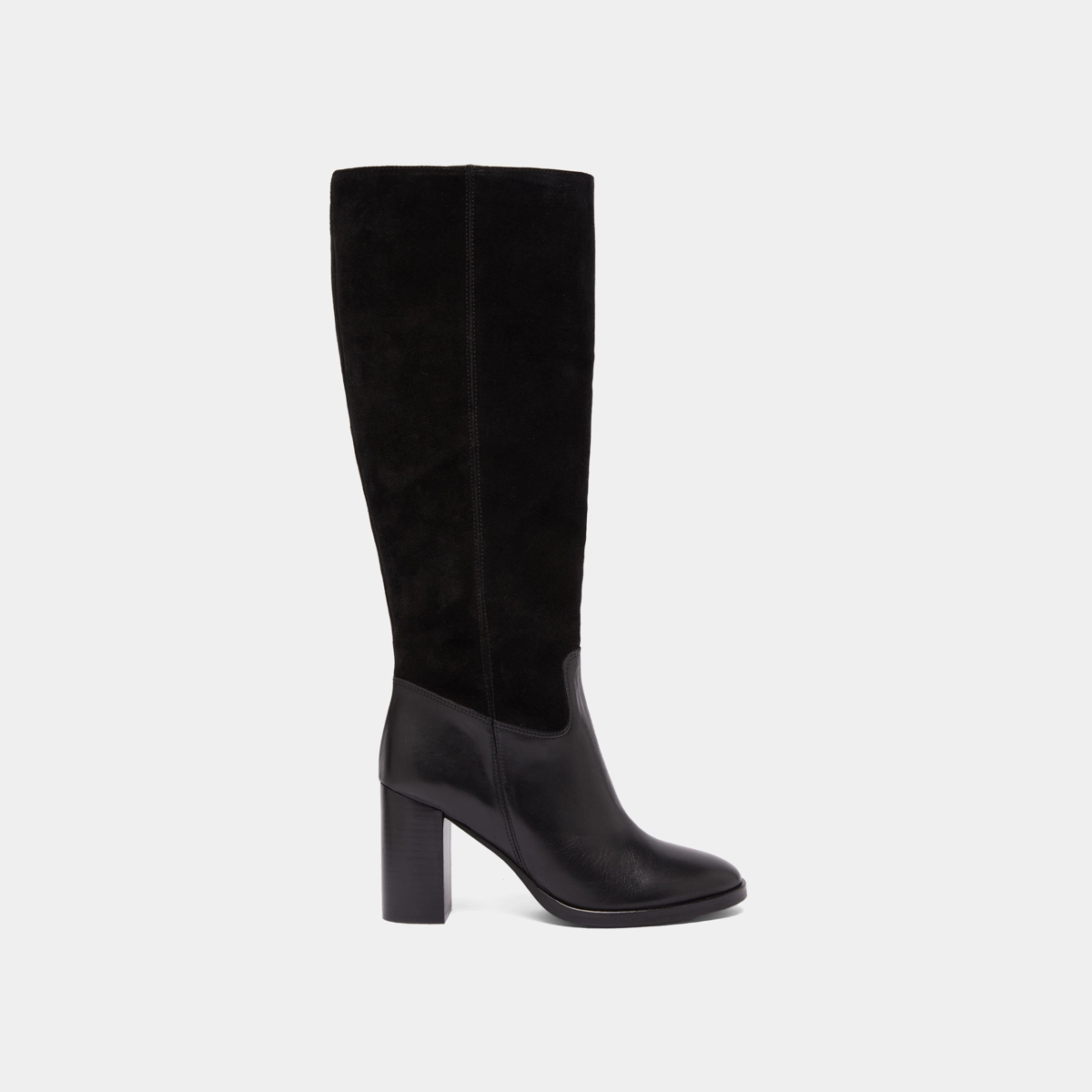 Bottes à talons en cuir et croute noirs | DOWN | Jonak