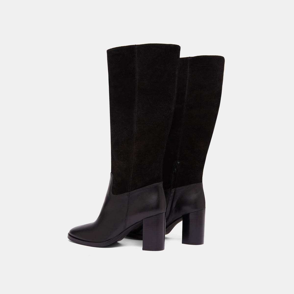 Bottes à talons en cuir et croute noirs | DOWN | Jonak