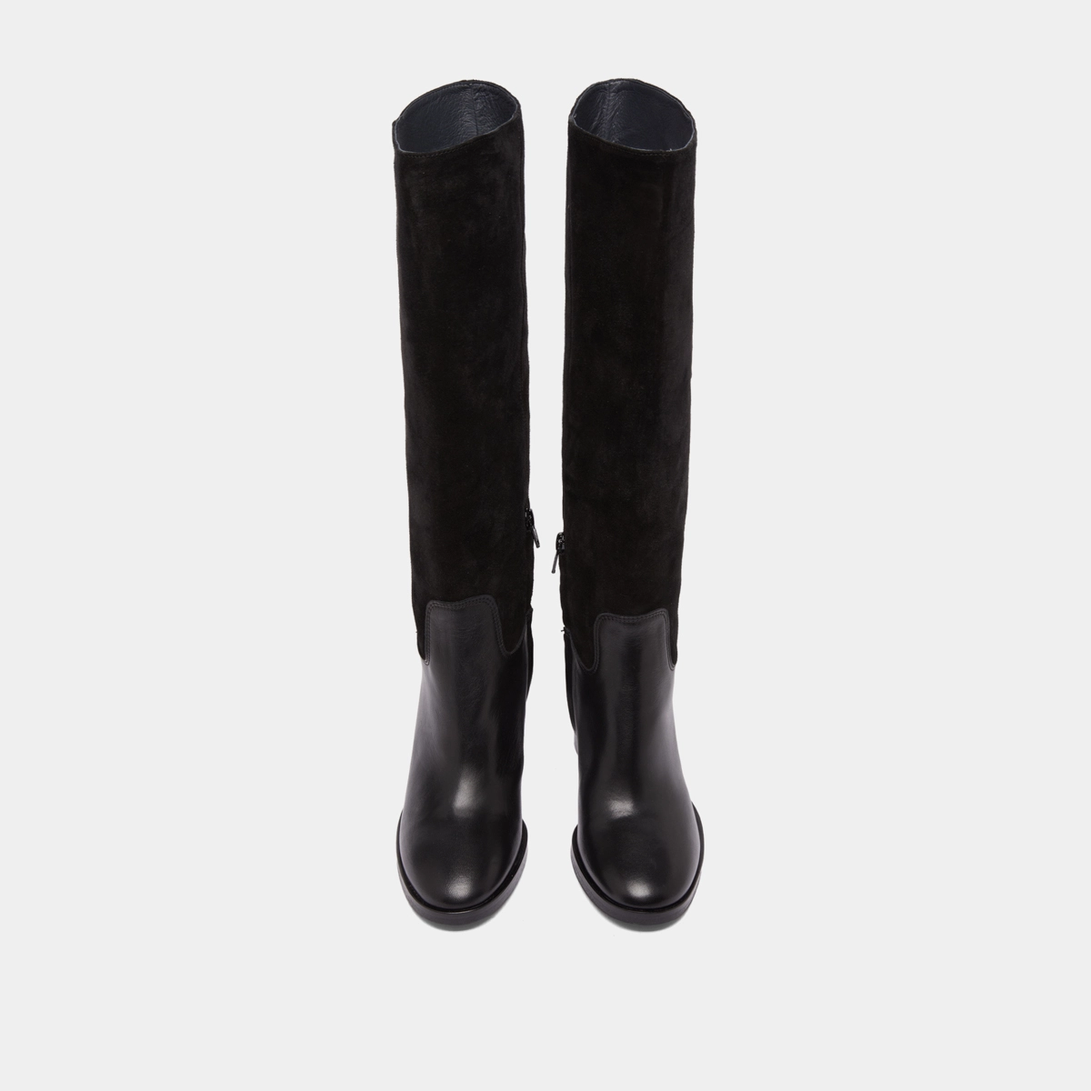 Bottes à talons en cuir et croute noirs | DOWN | Jonak