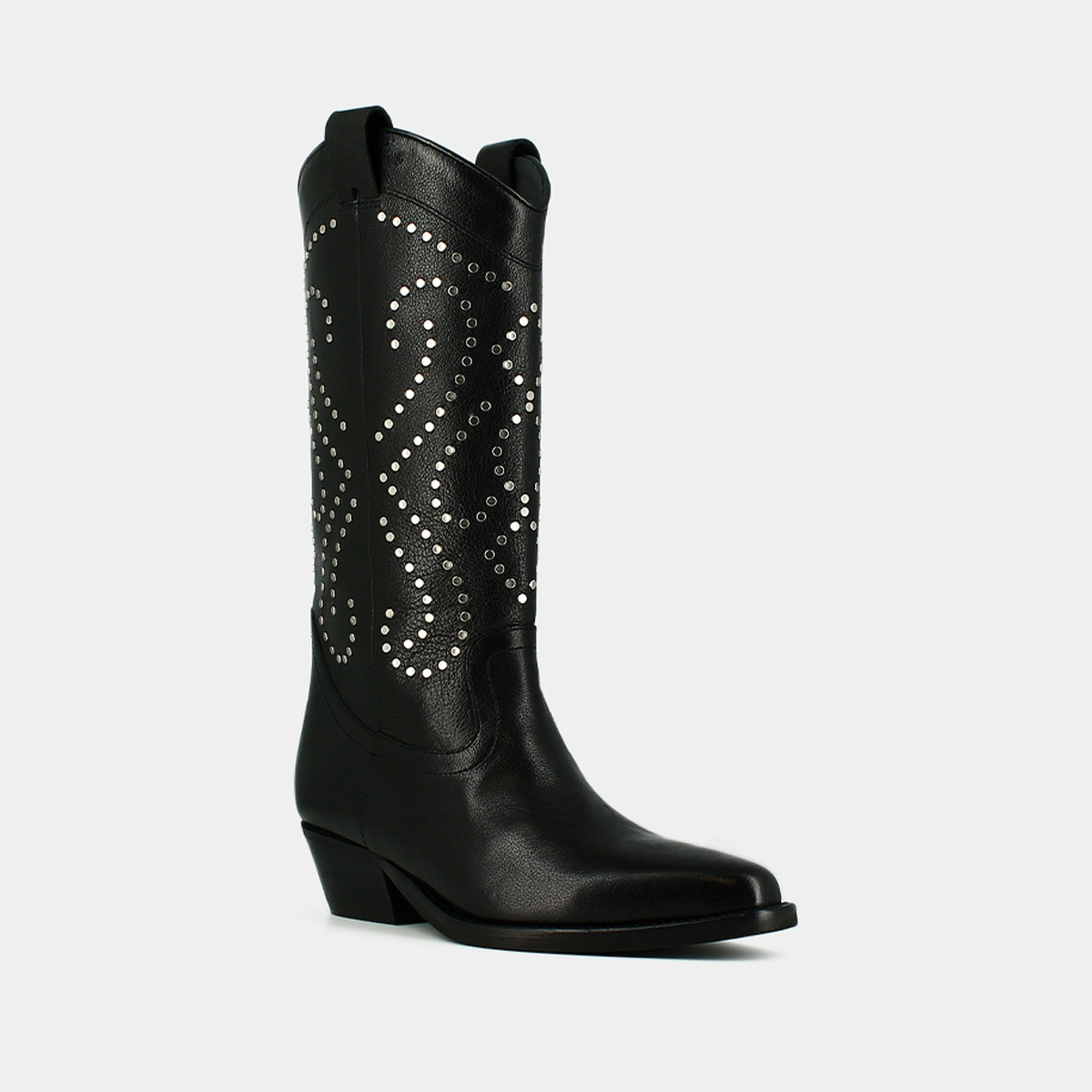 Bottes à talons biseautés en cuir noir | DYNASTIE | Jonak
