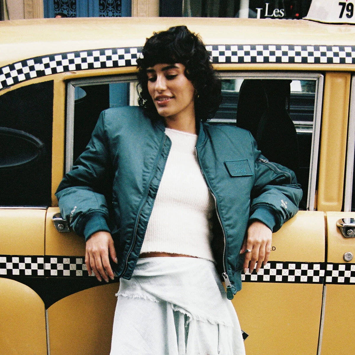 The Jonak Bomber - Jonak x Schott en nylon vert et détails en cuir | THE | Jonak