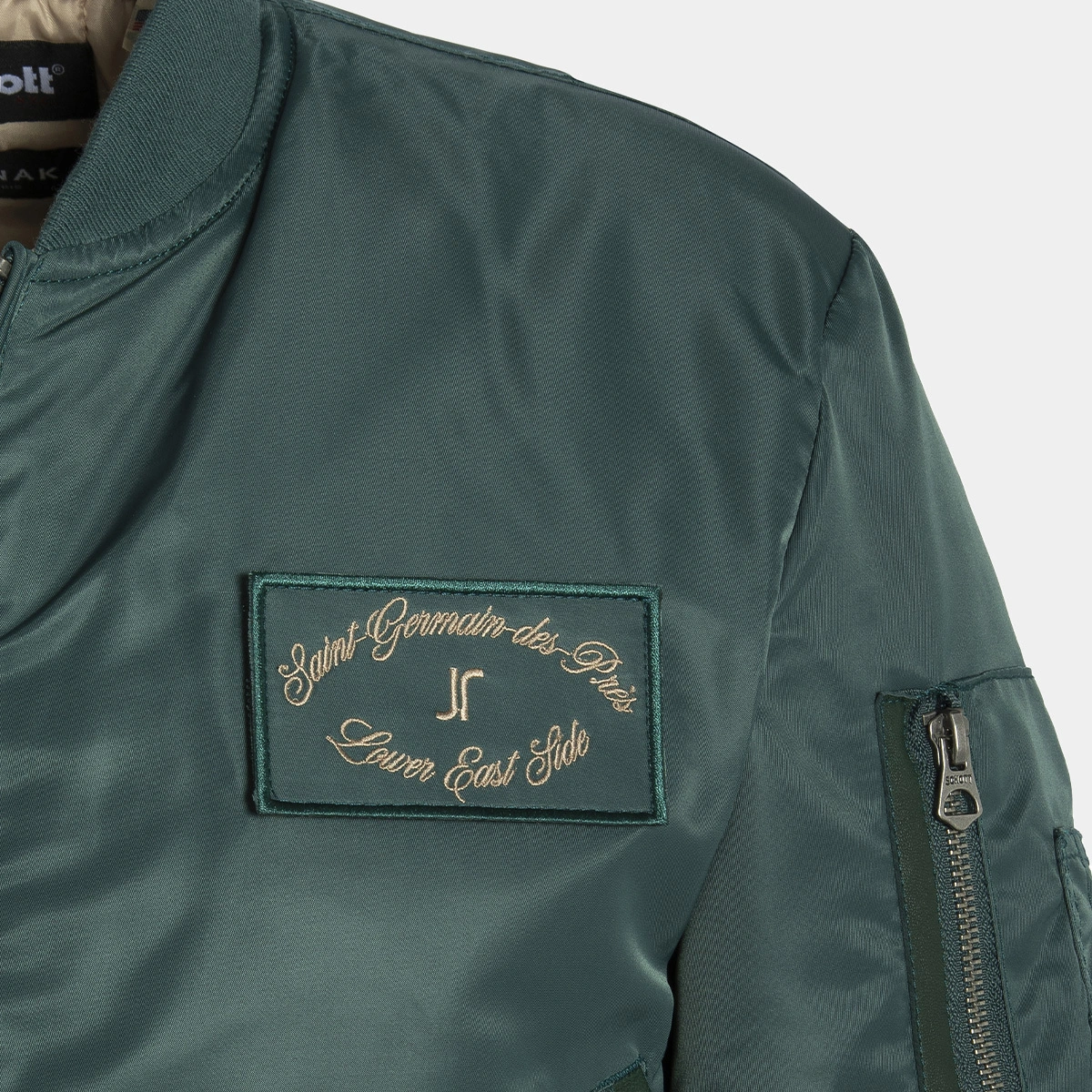 The Jonak Bomber - Jonak x Schott en nylon vert et détails en cuir | THE | Jonak
