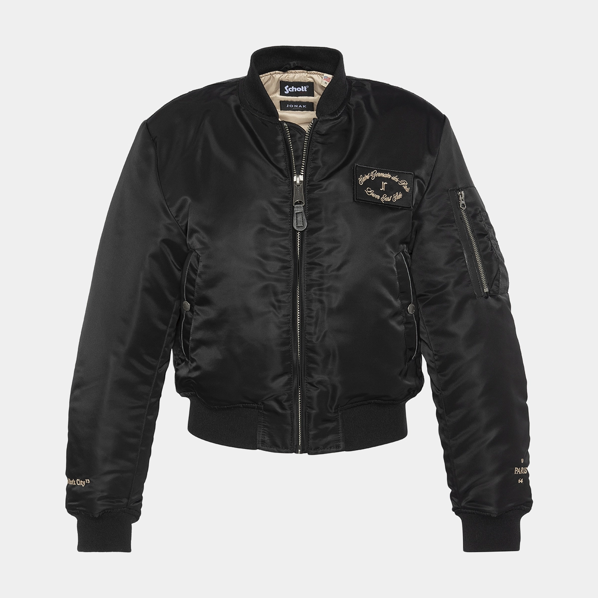 The Jonak Bomber - Jonak x Schott en nylon noir et détails en cuir | THE | Jonak