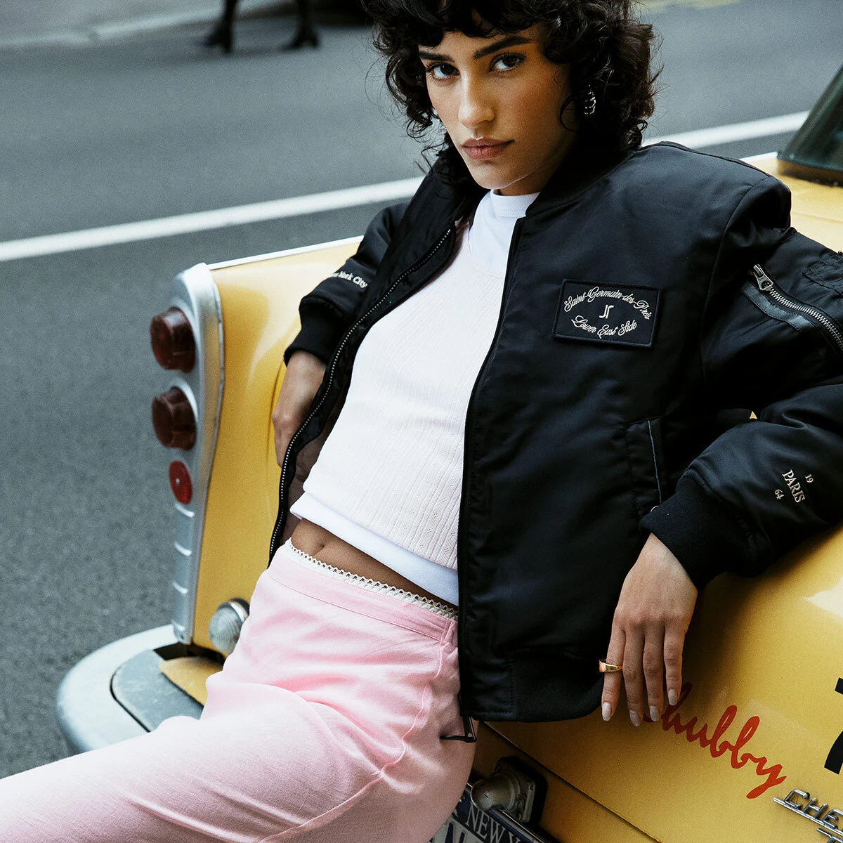 The Jonak Bomber - Jonak x Schott en nylon noir et détails en cuir | THE | Jonak