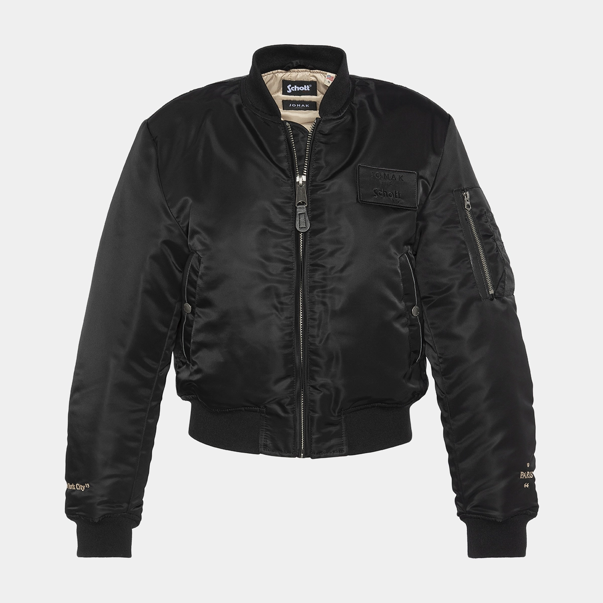 The Jonak Bomber - Jonak x Schott en nylon noir et détails en cuir | THE | Jonak