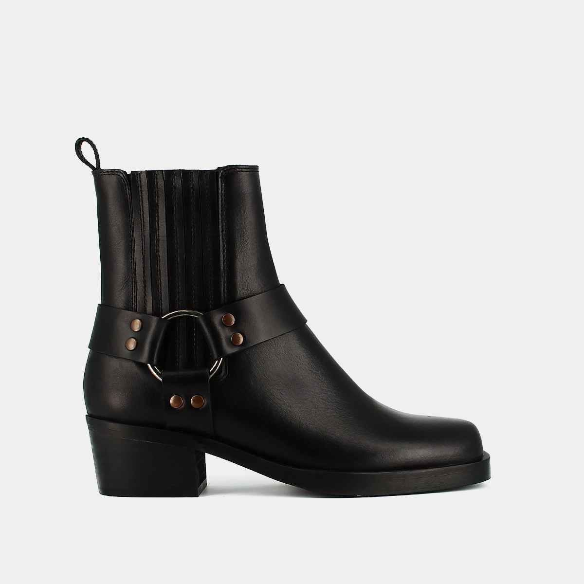 Bottines à boucles en cuir gras noir | BALTIMORE | Jonak