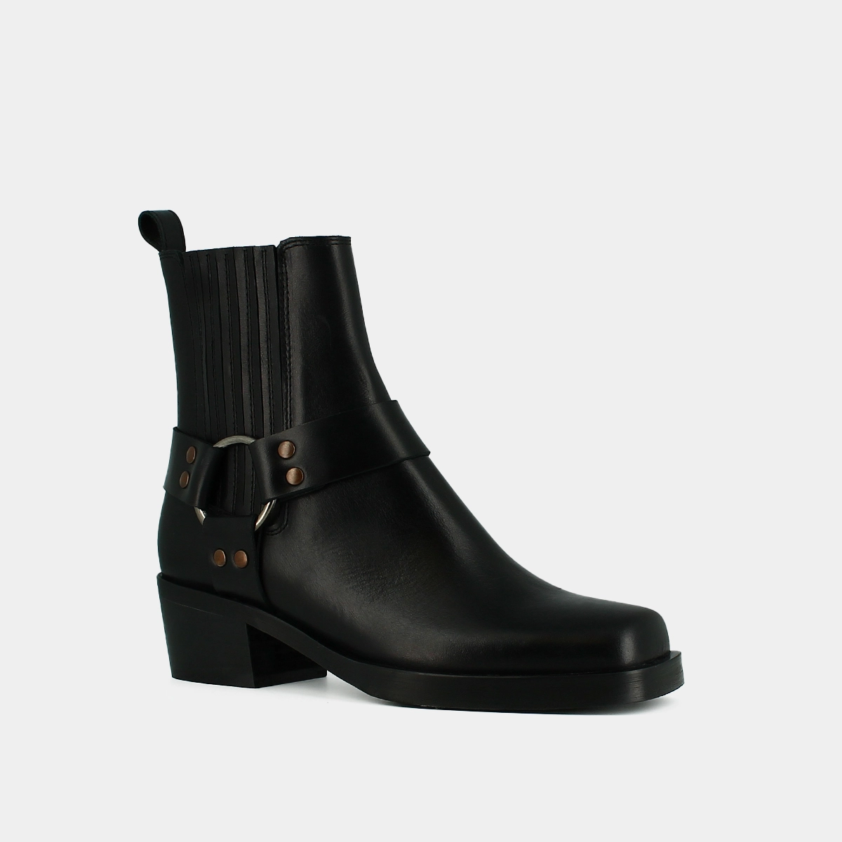 Bottines à boucles en cuir gras noir | BALTIMORE | Jonak