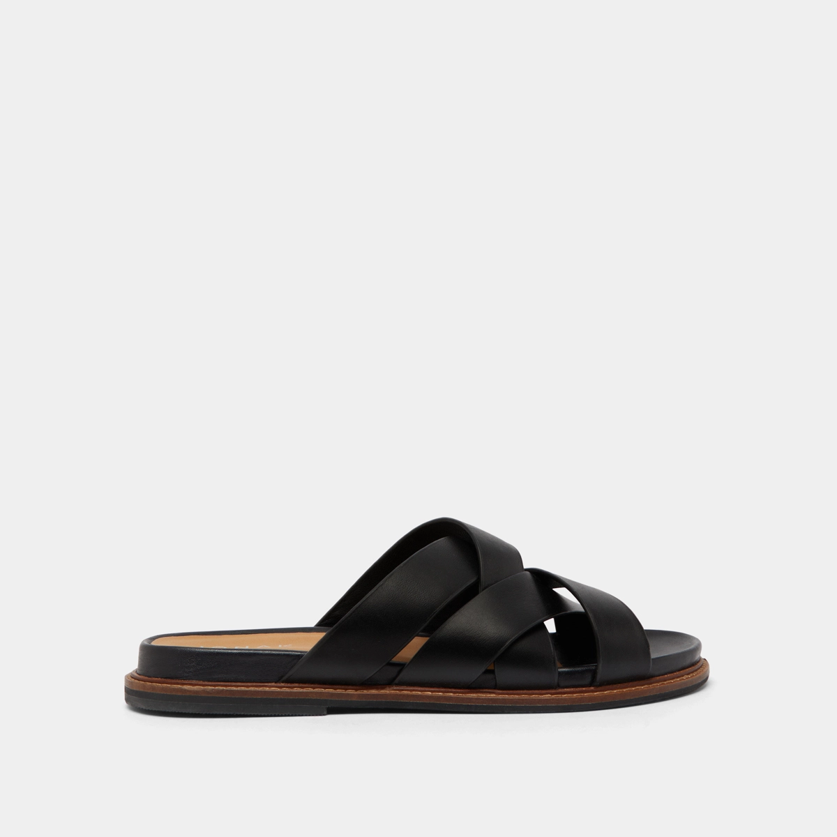 Mules à brides larges en cuir noir | ALEXANDRE | Jonak