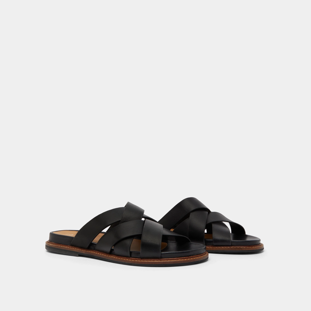 Mules à brides larges en cuir noir | ALEXANDRE | Jonak