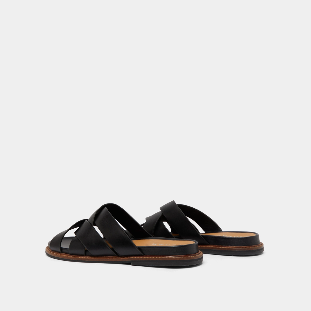 Mules à brides larges en cuir noir | ALEXANDRE | Jonak