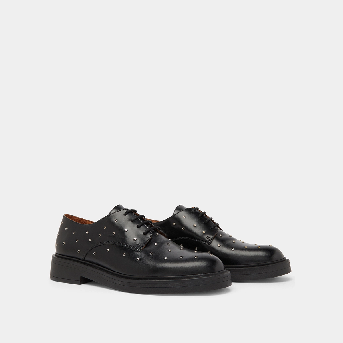 Derbies à détails argentés en cuir noir | ABEILLE | Jonak