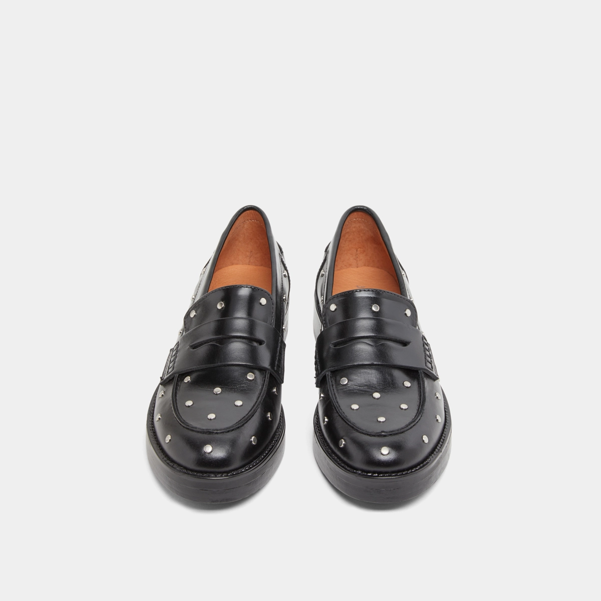 Mocassins &agrave; d&eacute;tails argent&eacute;s en cuir noir | MIRNOU | Jonak