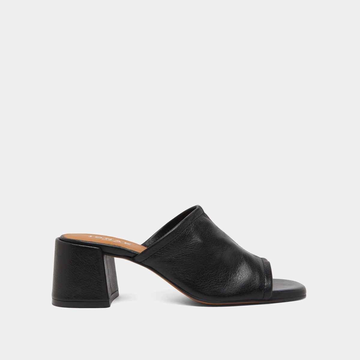 Mules &agrave; talons et bouts ouverts en cuir noir | BUTTERFLY | Jonak