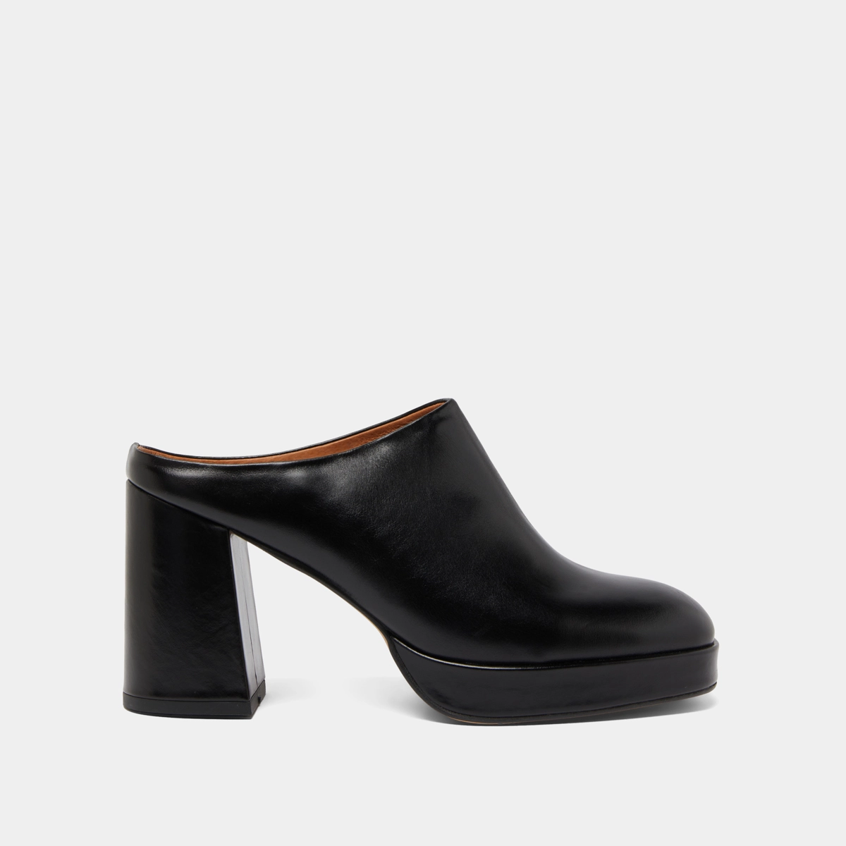 Mules &agrave; talons en cuir noir | VOLCAN | Jonak