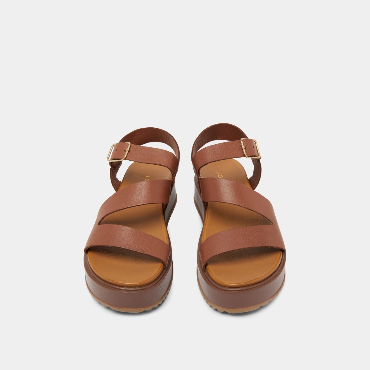Sandales à plateformes et lanières en cuir marron | ISAURE | Jonak
