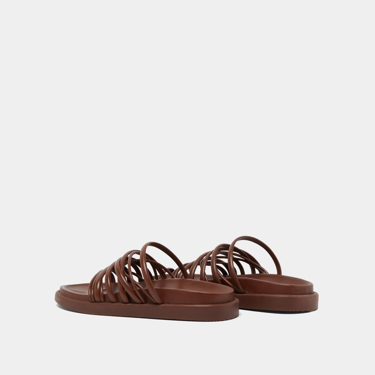 Sandales &agrave; multiples brides en cuir marron | WALKMAN | Jonak