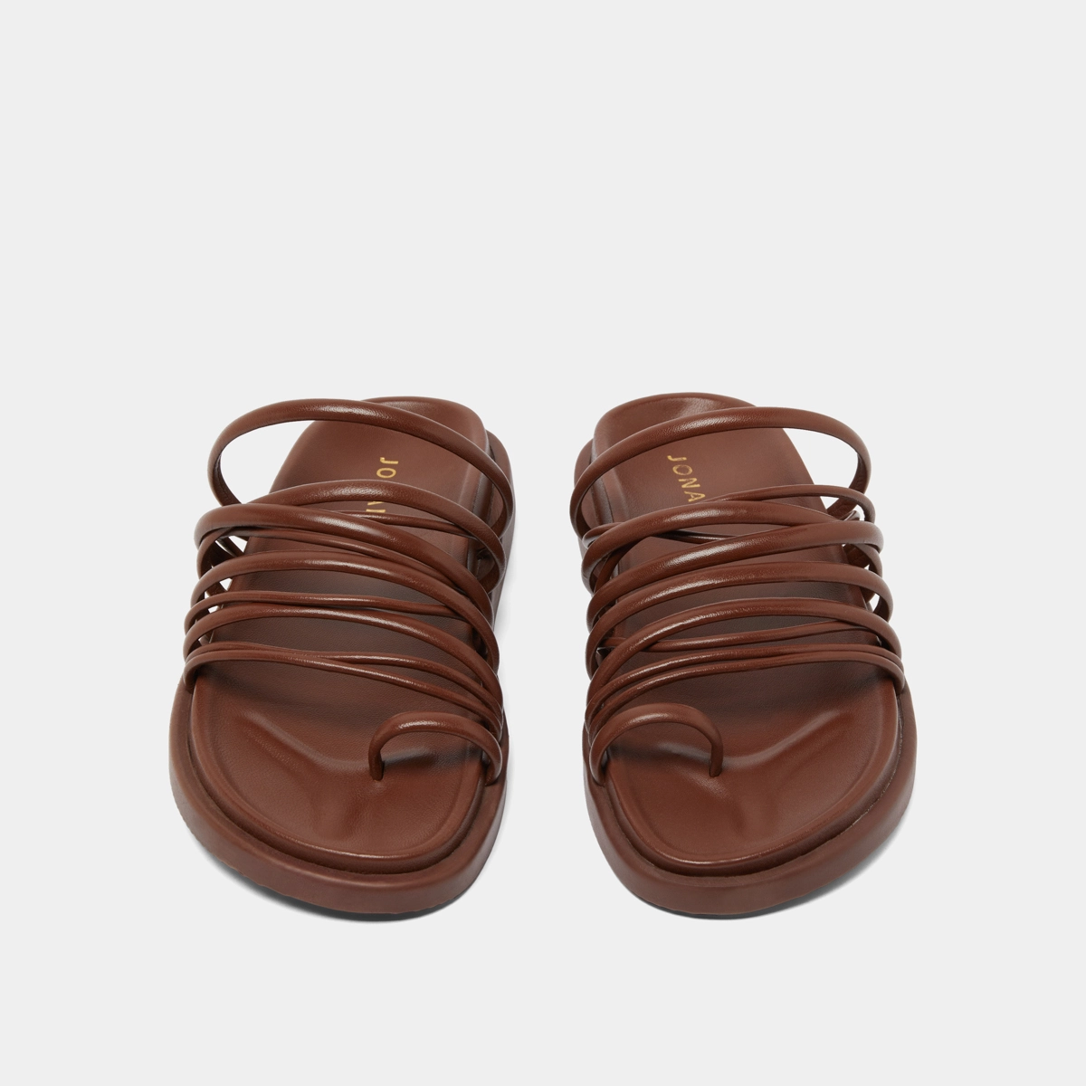 Sandales &agrave; multiples brides en cuir marron | WALKMAN | Jonak