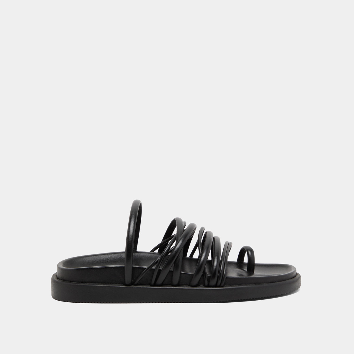 Sandales &agrave; multiples brides en cuir noir | WALKMAN | Jonak