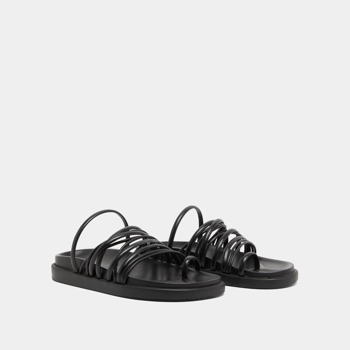 Sandales &agrave; multiples brides en cuir noir | WALKMAN | Jonak