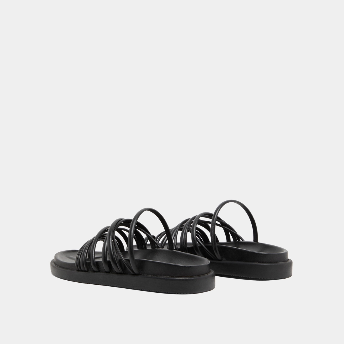 Sandales &agrave; multiples brides en cuir noir | WALKMAN | Jonak