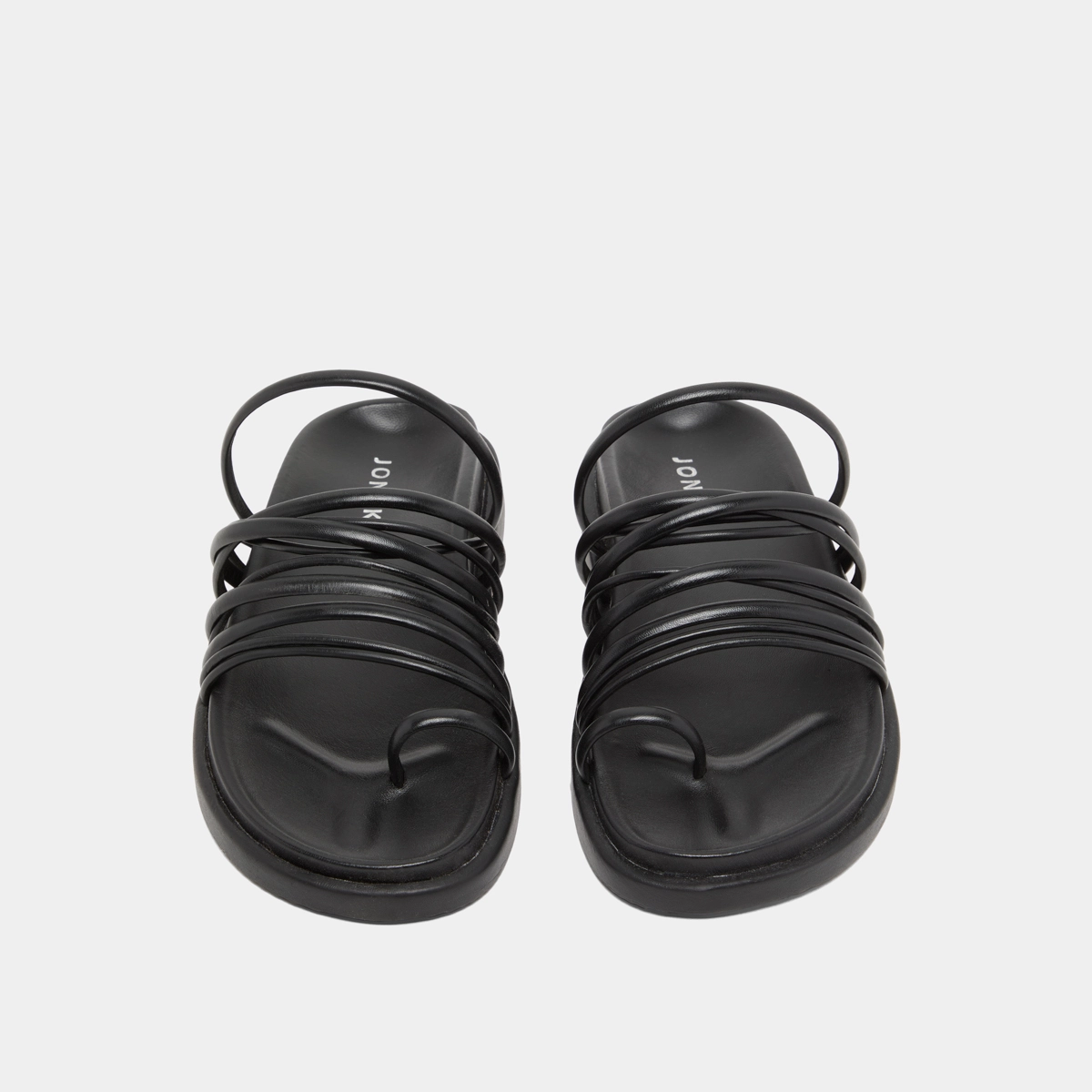 Sandales &agrave; multiples brides en cuir noir | WALKMAN | Jonak
