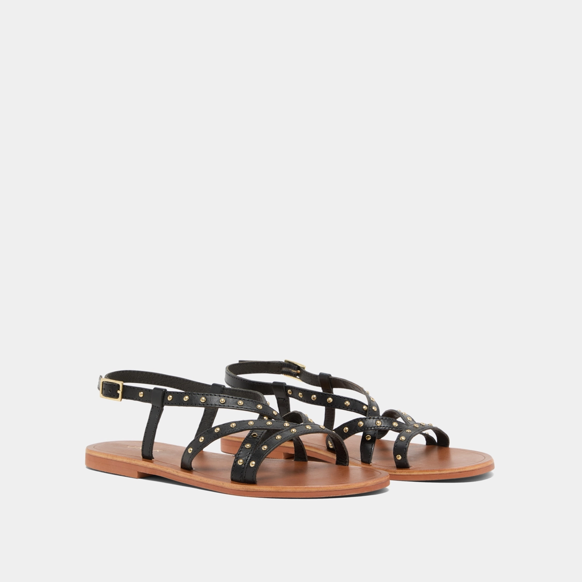 Nu-pieds à brides fines en cuir noir | WATERLOO | Jonak