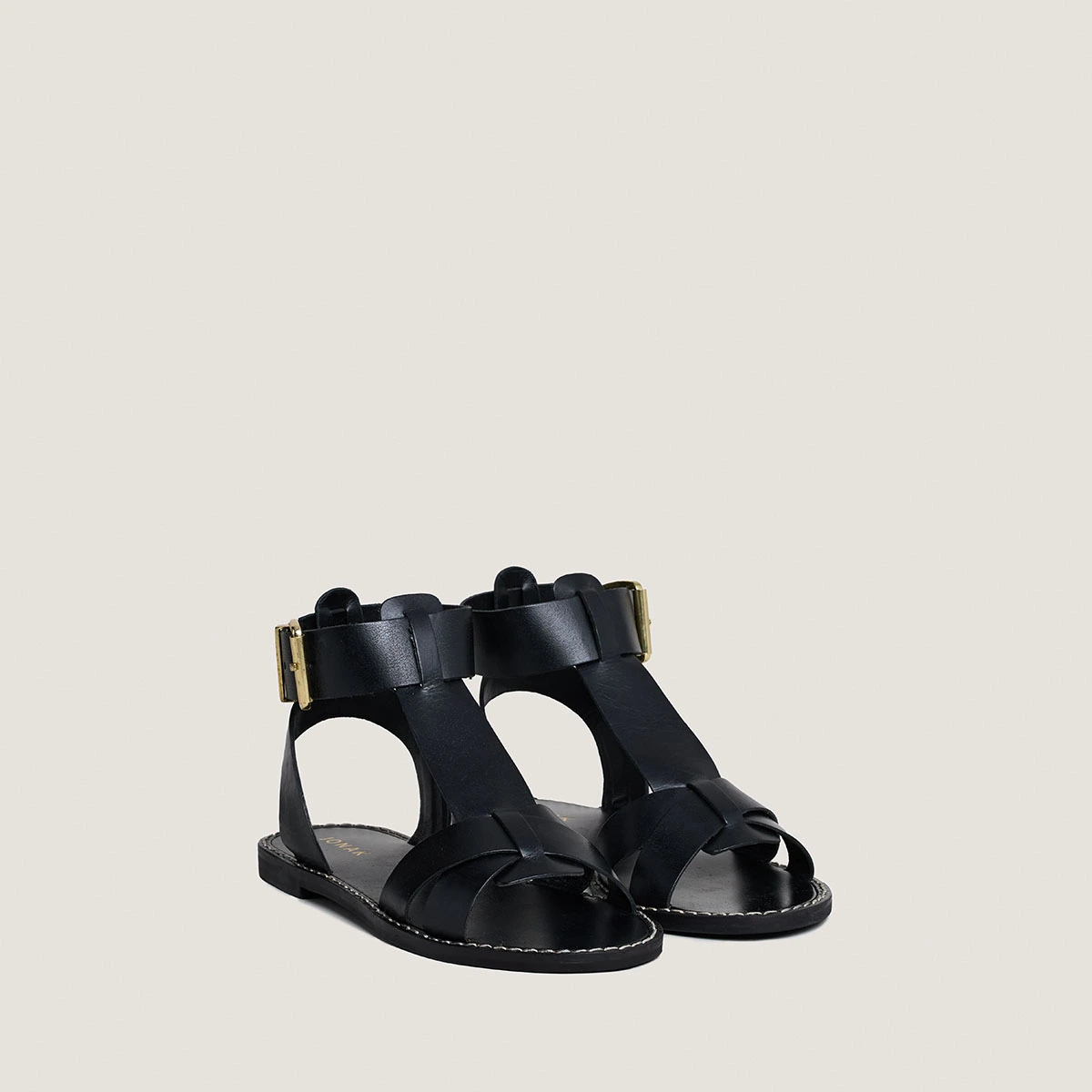 Sandales à boucles et brides en cuir noir | WHISPER | Jonak
