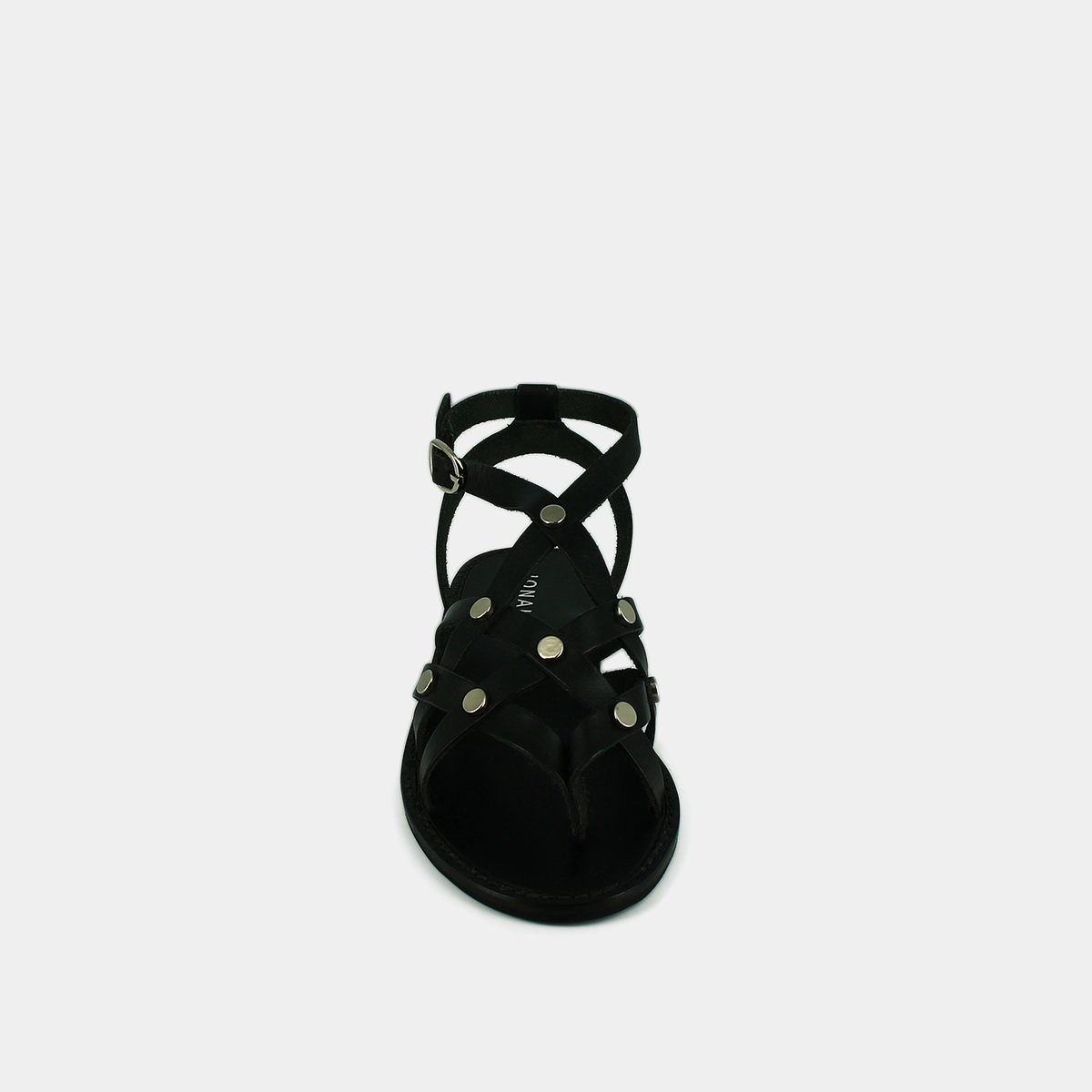 Nu-pieds à boucles et multiples brides en cuir noir | WULIA | Jonak