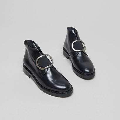 Boots &agrave; talons en cuir noir | DICTEE | Jonak