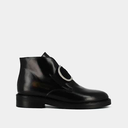 Boots &agrave; talons en cuir noir | DICTEE | Jonak