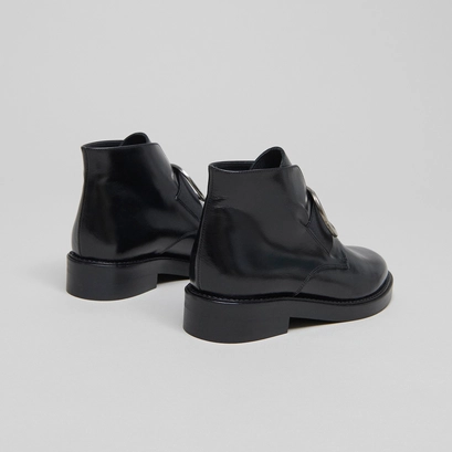 Boots &agrave; talons en cuir noir | DICTEE | Jonak
