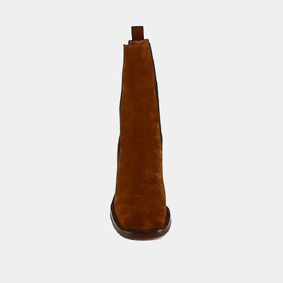 Bottines à talons et bouts carrés cognac