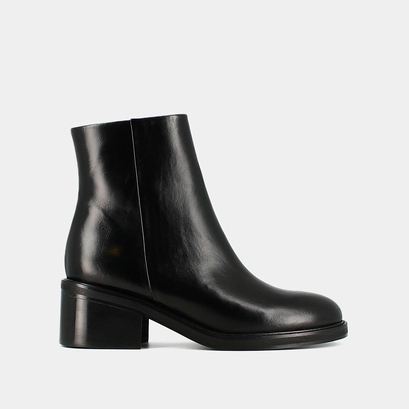 Boots &agrave; talons &eacute;pais en cuir noir | DANSEUSE | Jonak
