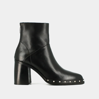 Boots &agrave; talons hauts et fermetures &eacute;clai... en cuir noir | DIXIT | Jonak