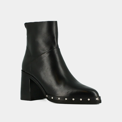 Boots &agrave; talons hauts et fermetures &eacute;clai... en cuir noir | DIXIT | Jonak