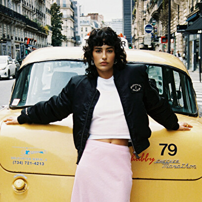 The Jonak Bomber - Jonak x Schott en nylon noir et détails en cuir | THE