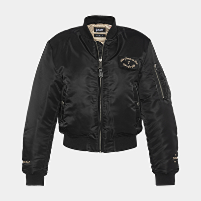 The Jonak Bomber - Jonak x Schott en nylon noir et détails en cuir | THE